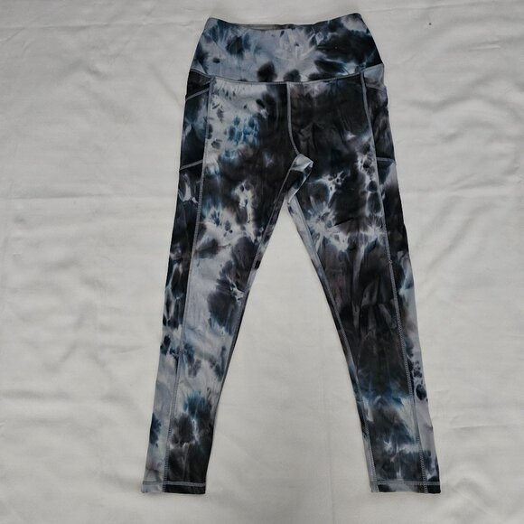 Aeropostale Sport Women's Black/White/Blue Tie Dye Print Leggings Size L/G - Picture 4 of 13